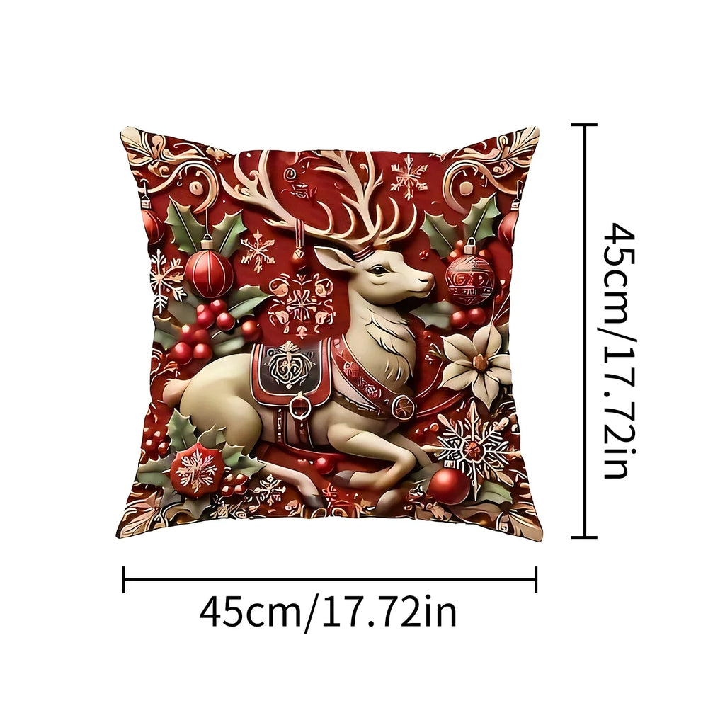Christmas Pillow Cover - Santa Claus Holiday Throw Pillow Case