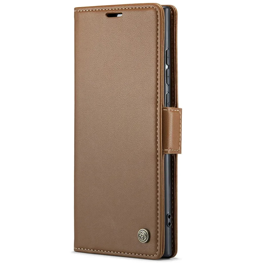 CaseMe RFID Wallet Case for Samsung Galaxy - Leather Card Holder & Zipper