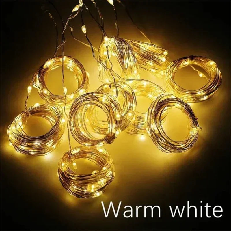 LED Curtain Fairy Lights - 3M x 1M 300 LED Warm White String Lights for Indoor & Outdoor Decor