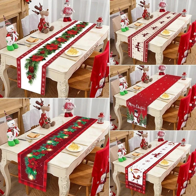 Christmas Table Runner - Merry Christmas Decorations Tablecloth 2024