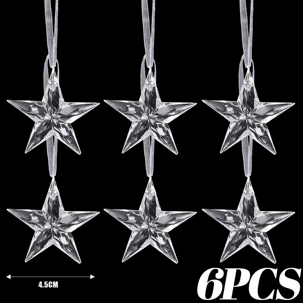 Crystal Christmas Tree Ornaments - Hanging Star Decorations for Holiday Tree Decor