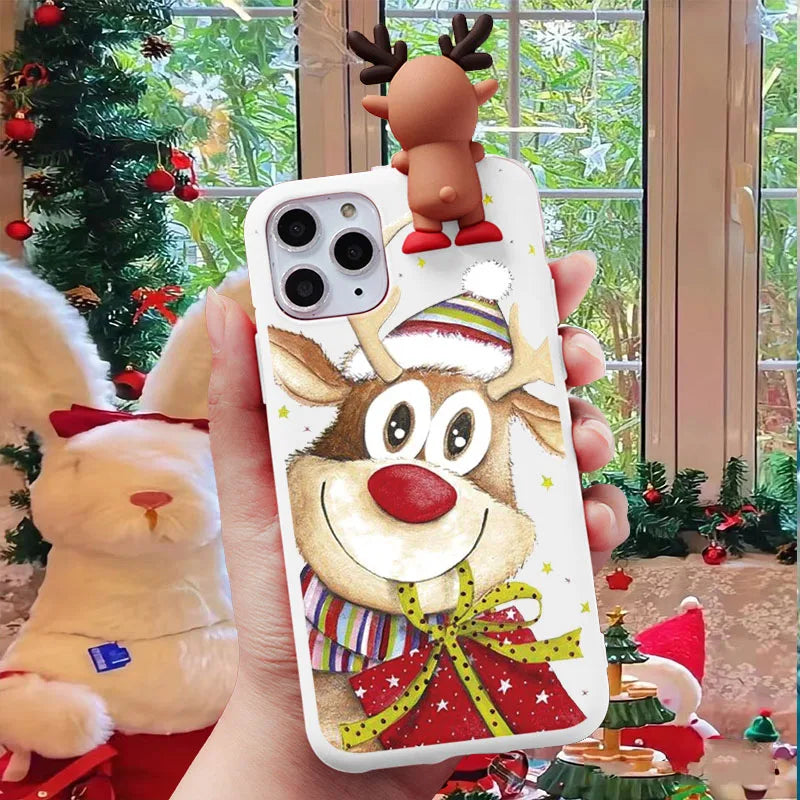 3D Christmas iPhone Case - Santa Claus Bear Reindeer Soft TPU Cover