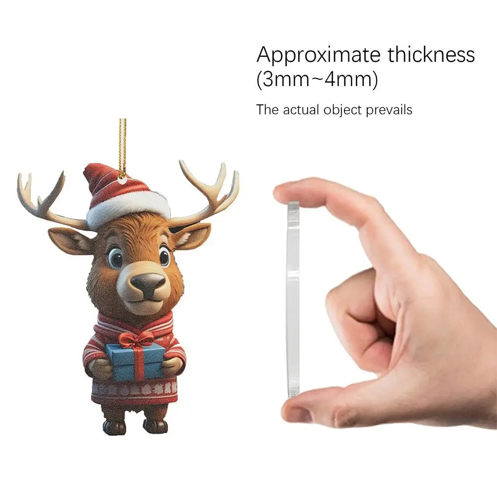 Christmas Car Hanging Ornament - Cartoon Snowman Deer Pendant Decoration