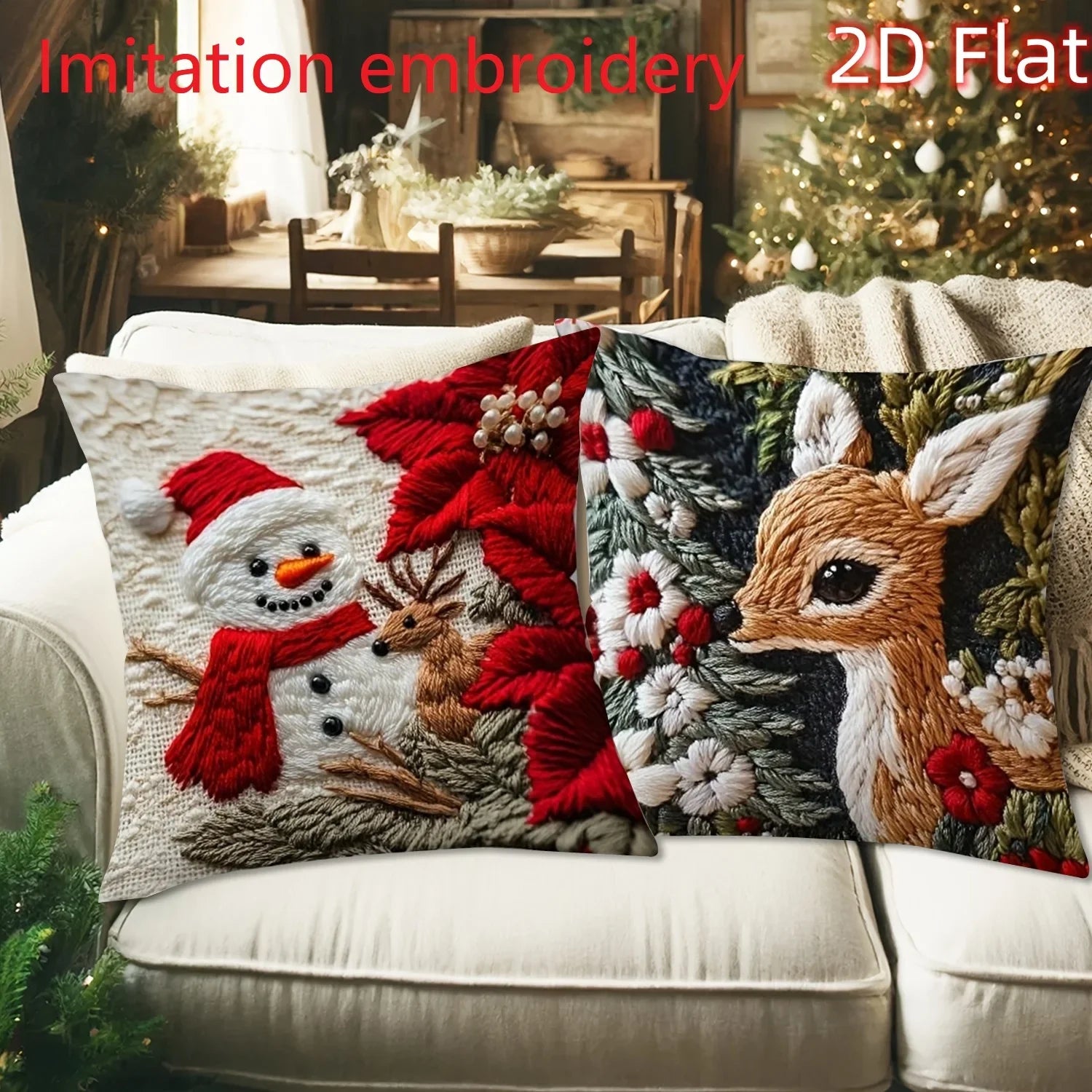 Christmas Pillow Cover - Santa Claus Holiday Throw Pillow Case