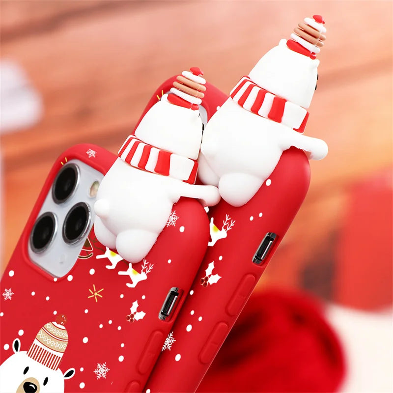 3D Christmas iPhone Case - Santa Claus Bear Reindeer Soft TPU Cover