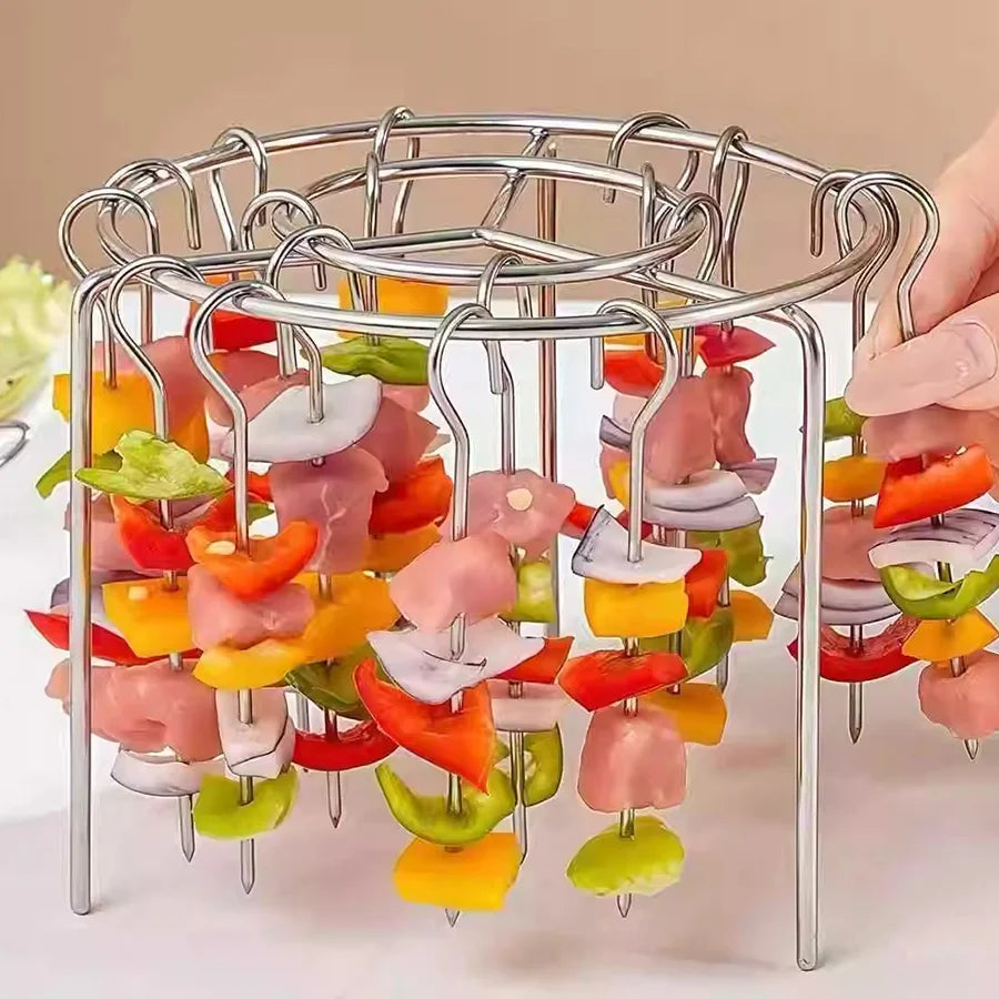 3-in-1 Air Fryer Grill – Vertical Kebab & BBQ, Oil-Free Cooking!