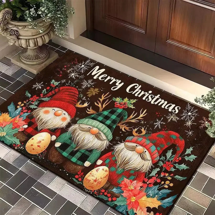 Christmas Door Mat - Merry Christmas Printed Welcome Mat for Indoor & Outdoor Entryway