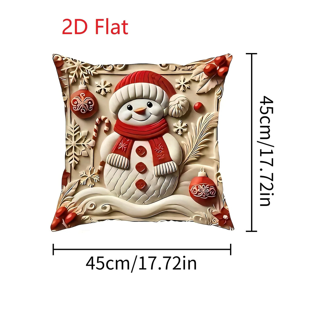 Christmas Pillow Cover - Santa Claus Holiday Throw Pillow Case