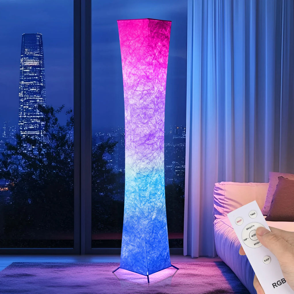 52" RGB LED Floor Lamp - Dimmable Color Changing Standing Lamp with Remote Control