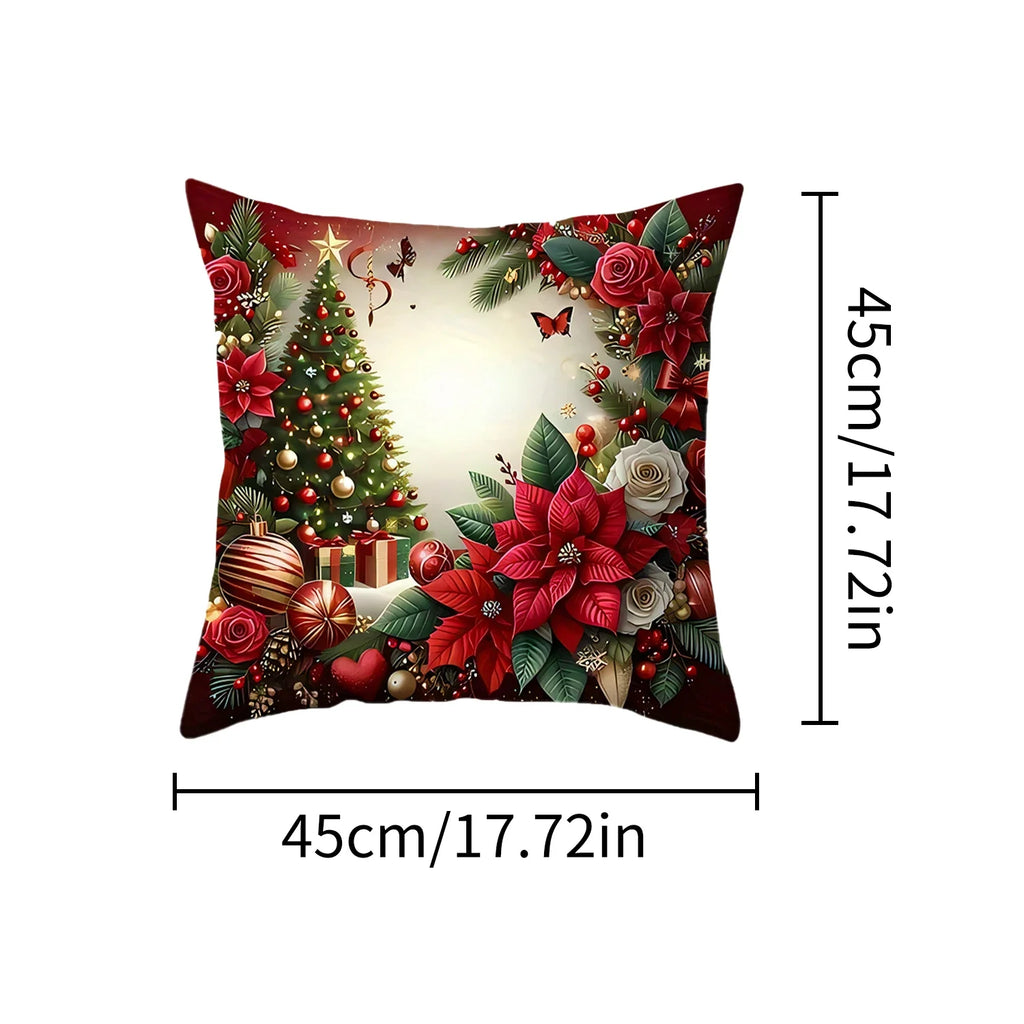 Christmas Pillow Cover - Santa Claus Holiday Throw Pillow Case