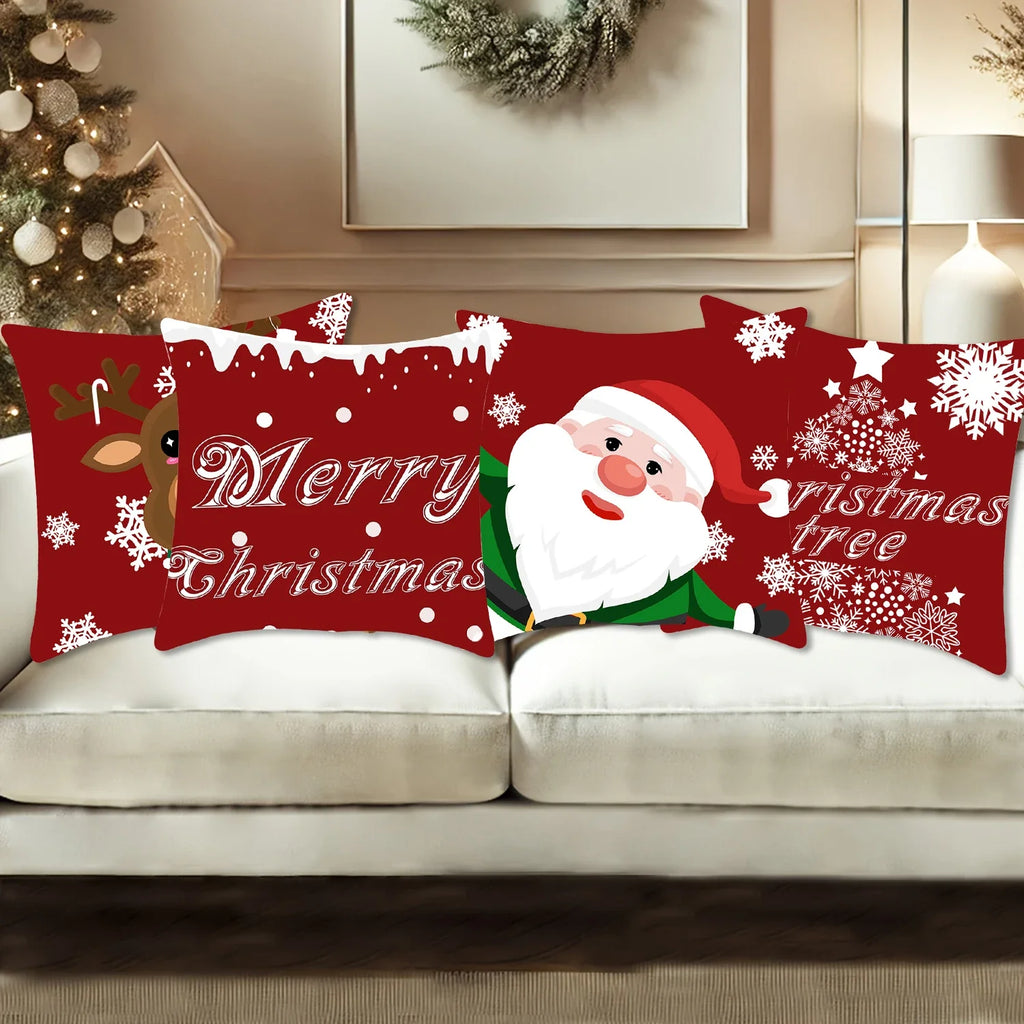 Christmas Pillow Cover - Santa Claus Holiday Throw Pillow Case