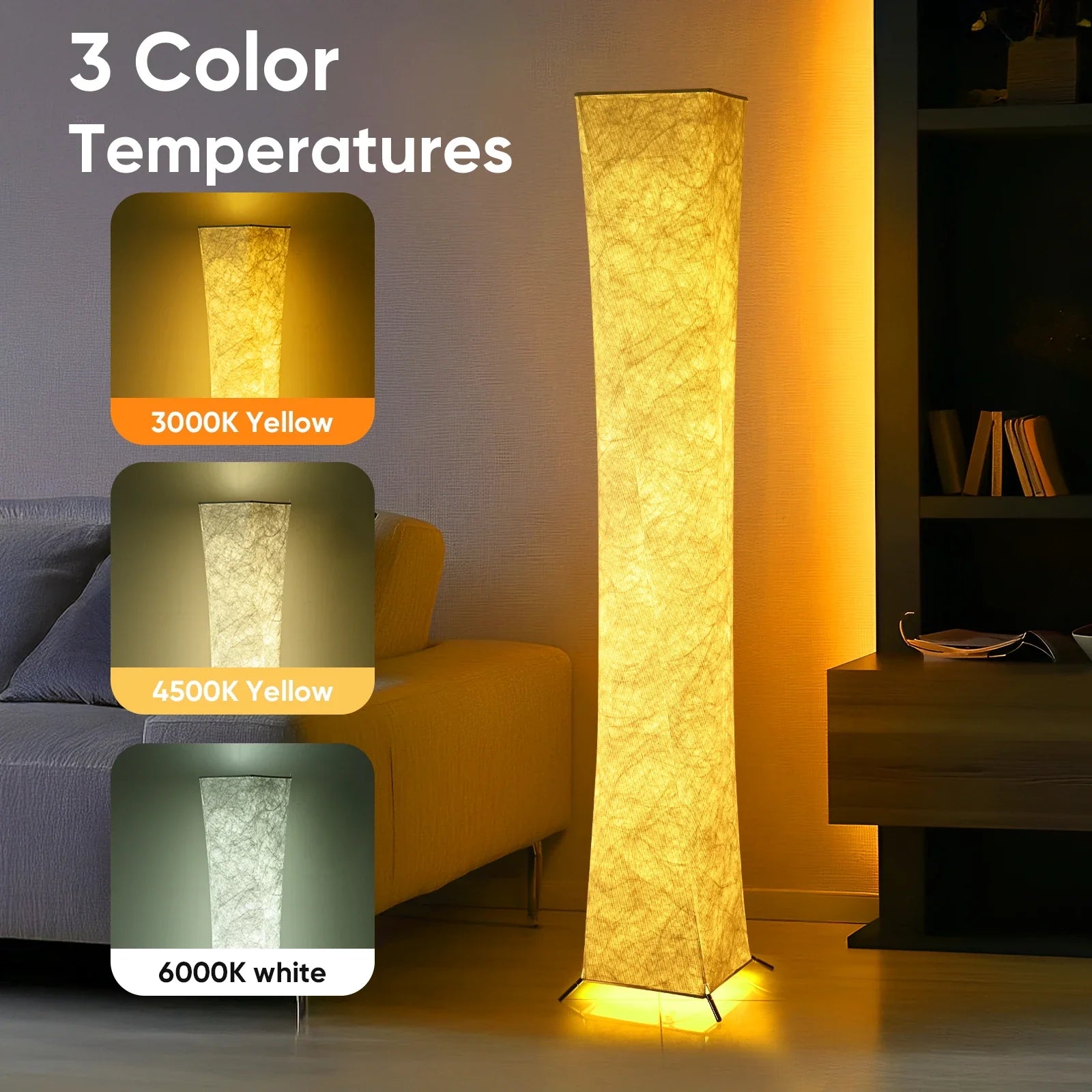 52" Soft Light Floor Lamp - Modern Standing Lamp with Fabric Shade for Living Room