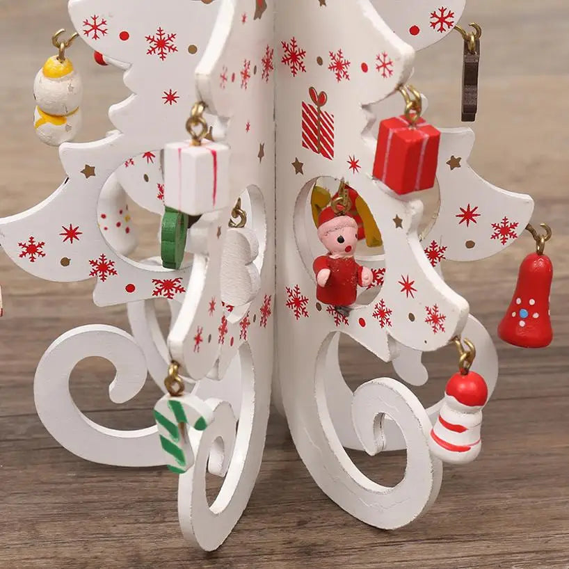 Wooden Christmas Tree Ornament - Creative Desktop Holiday Decor