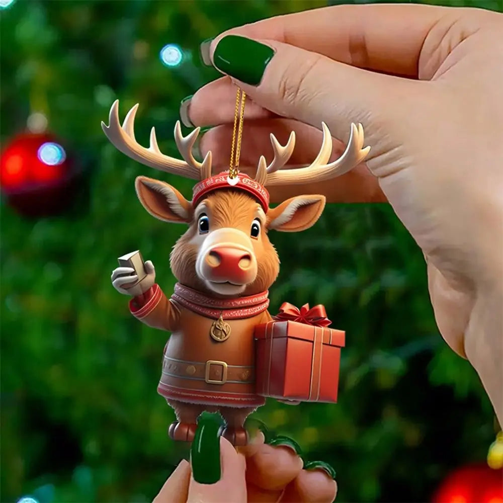 Christmas Car Hanging Ornament - Cartoon Snowman Deer Pendant Decoration