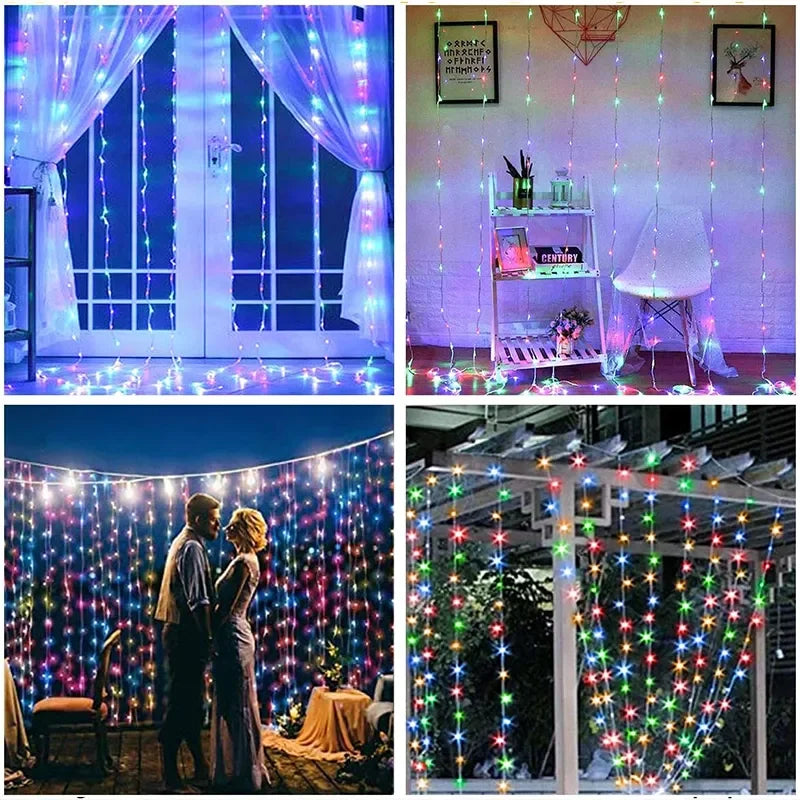 LED Curtain Fairy Lights - 3M x 1M 300 LED Warm White String Lights for Indoor & Outdoor Decor