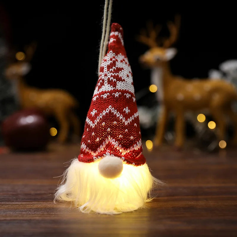 LED Christmas Gnome Night Light - Sequined Faceless Doll Holiday Ornament