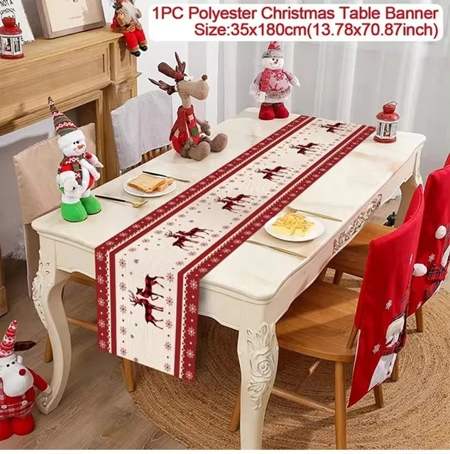Christmas Table Runner - Merry Christmas Decorations Tablecloth 2024