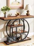 4-Tier Console Table - 41.3" Industrial Entryway Table for Living Room & Hallway