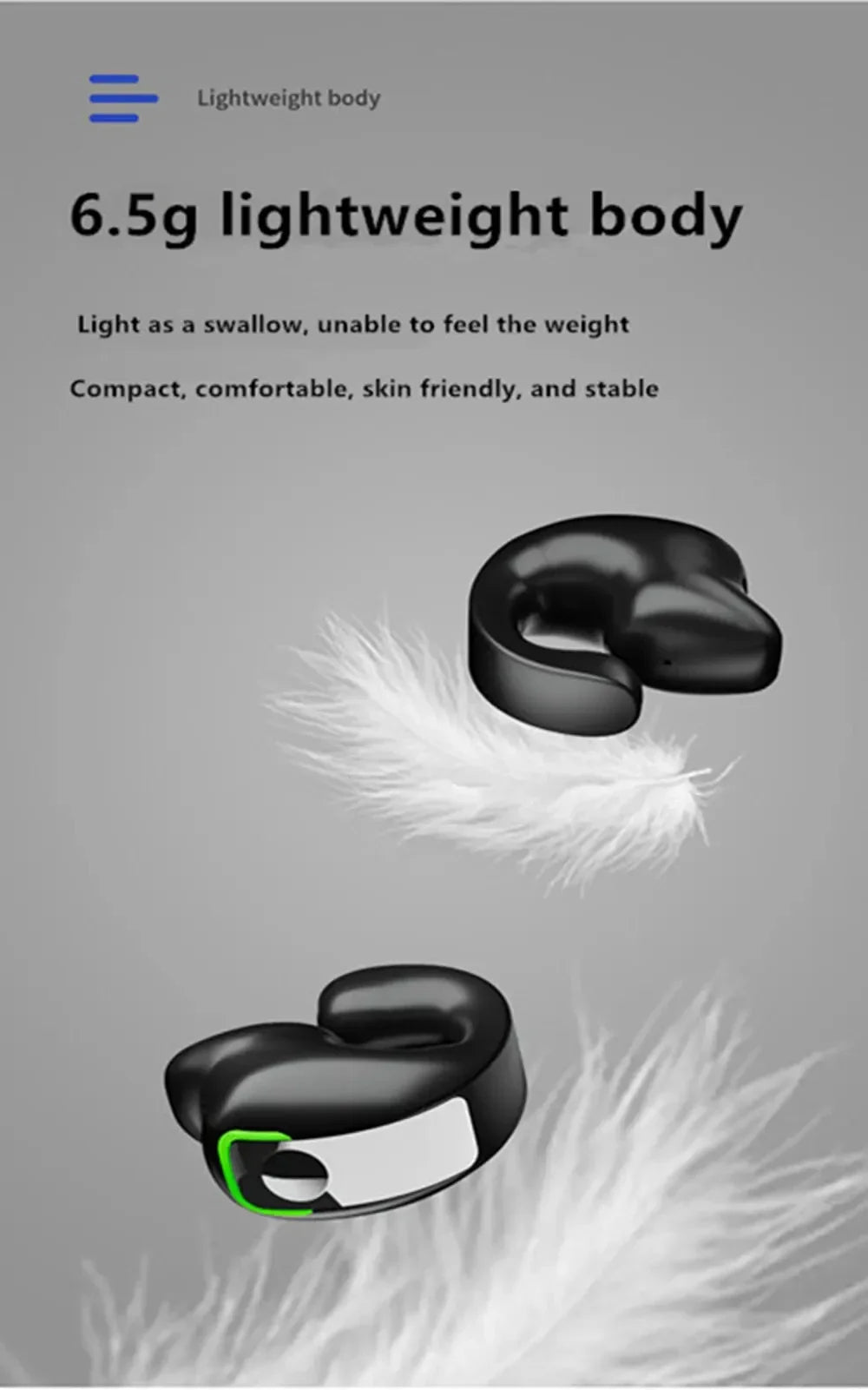 Bone Conduction Bluetooth Earphone - Clip-On Wireless Earbud
