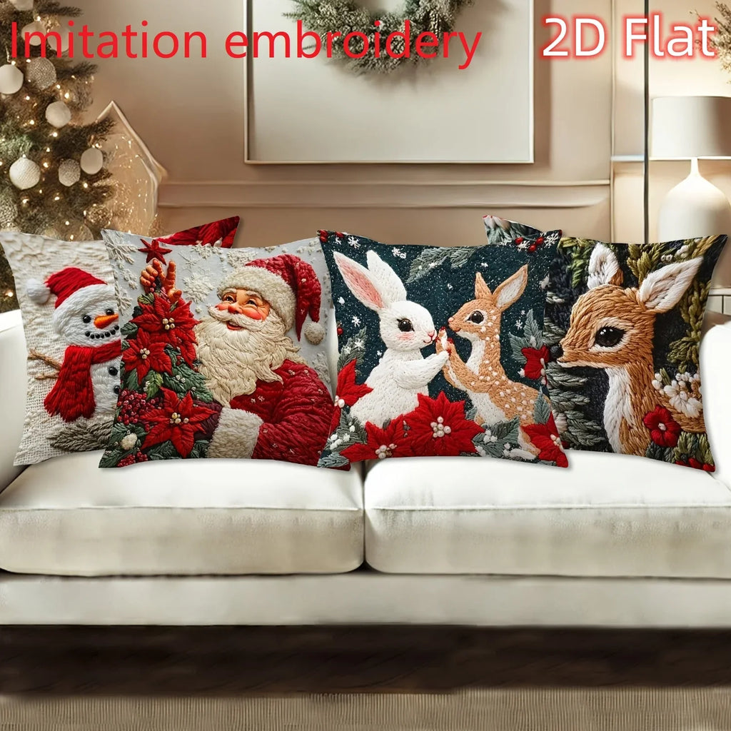 Christmas Pillow Cover - Santa Claus Holiday Throw Pillow Case