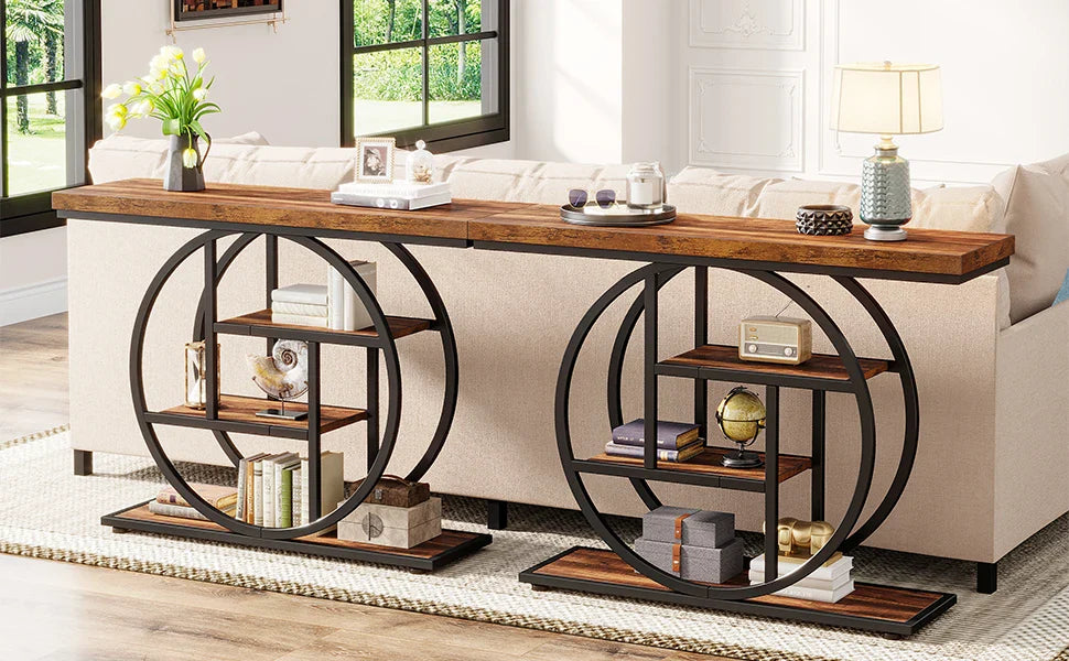 4-Tier Console Table - 41.3" Industrial Entryway Table for Living Room & Hallway