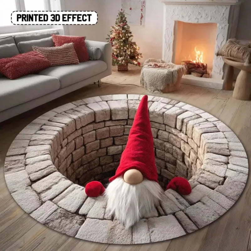 Christmas Gnome Round Mat - 3D Printed Santa Claus Welcome Door Mat