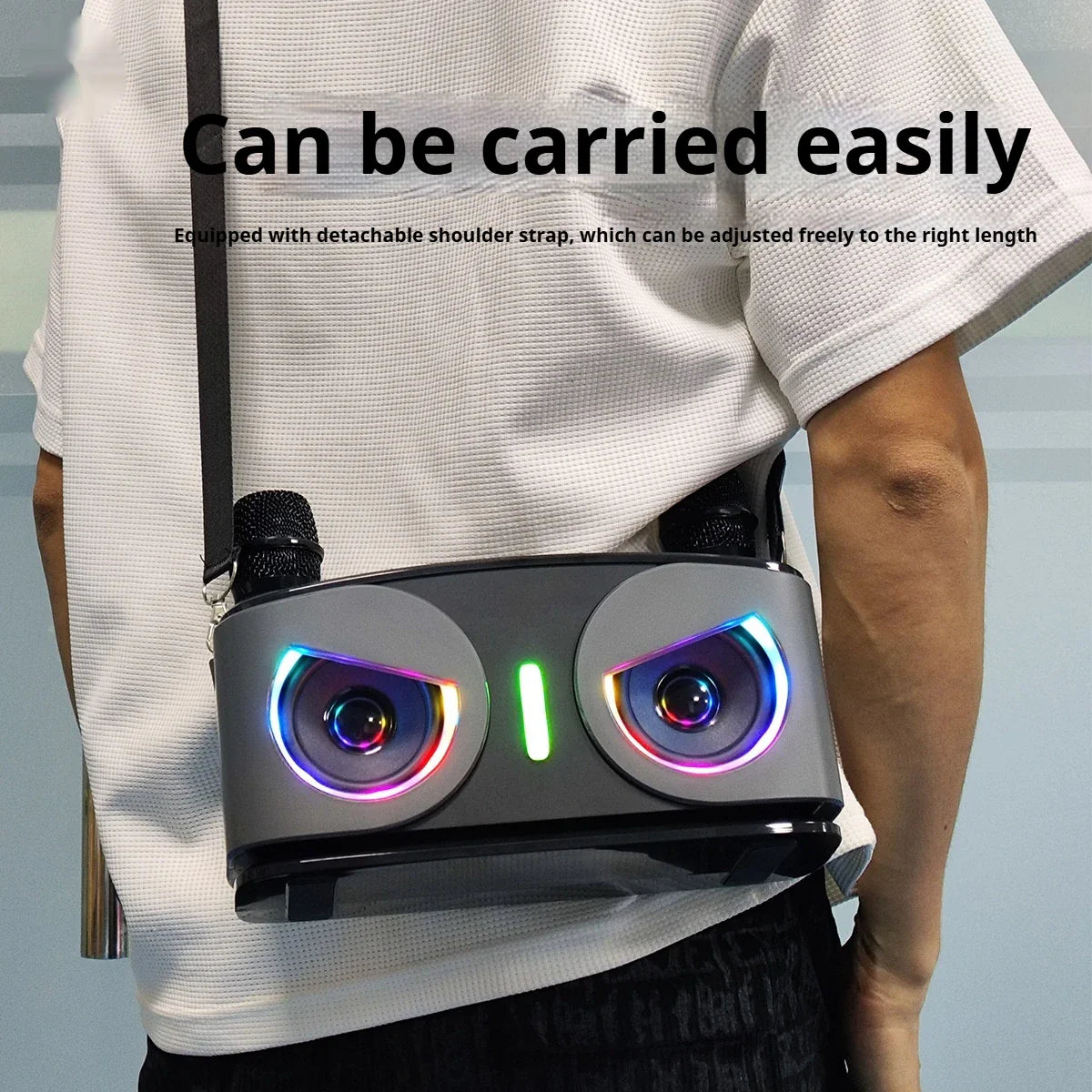 20W Wireless Bluetooth Speaker - Dual Microphones for Karaoke & Parties