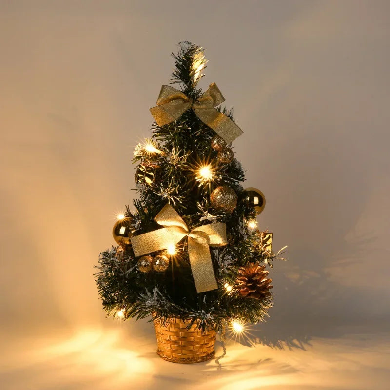Mini LED Christmas Tree - 40cm Pre-Lit Tabletop Tree for Desk, Office & Small Spaces