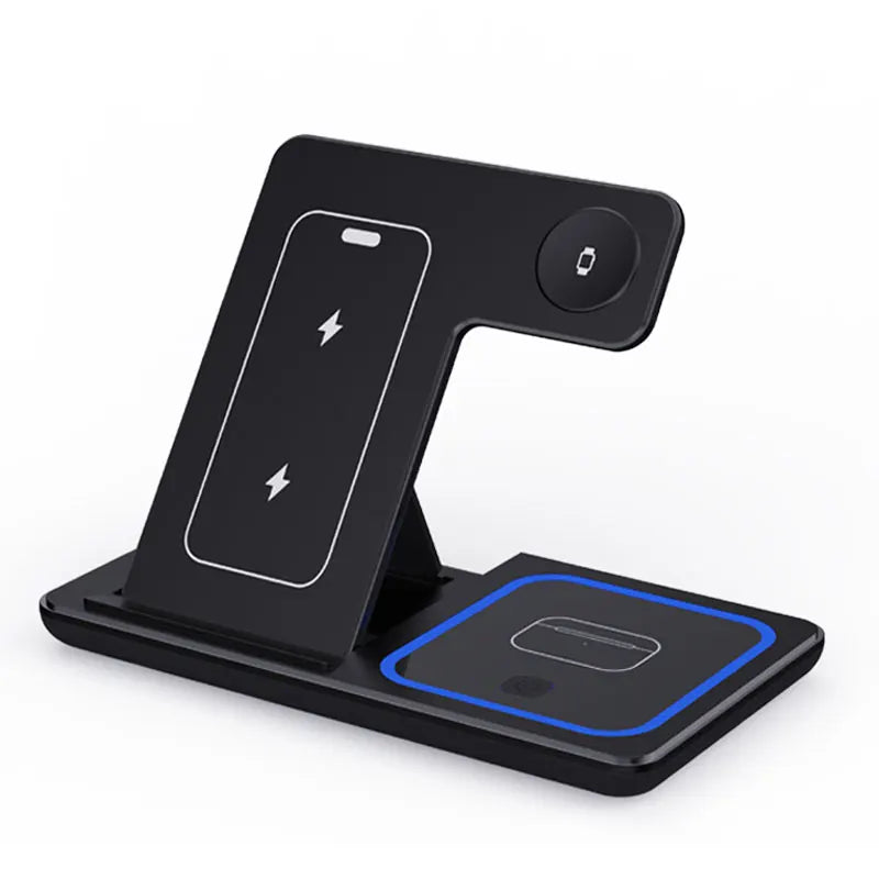 3-in-1 Wireless Charging Station - 15W Fast Charger for iPhone, Apple Watch & AirPods