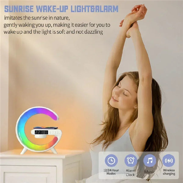 3-in-1 Wireless Charging Stand with Bluetooth Speaker & LED Lamp