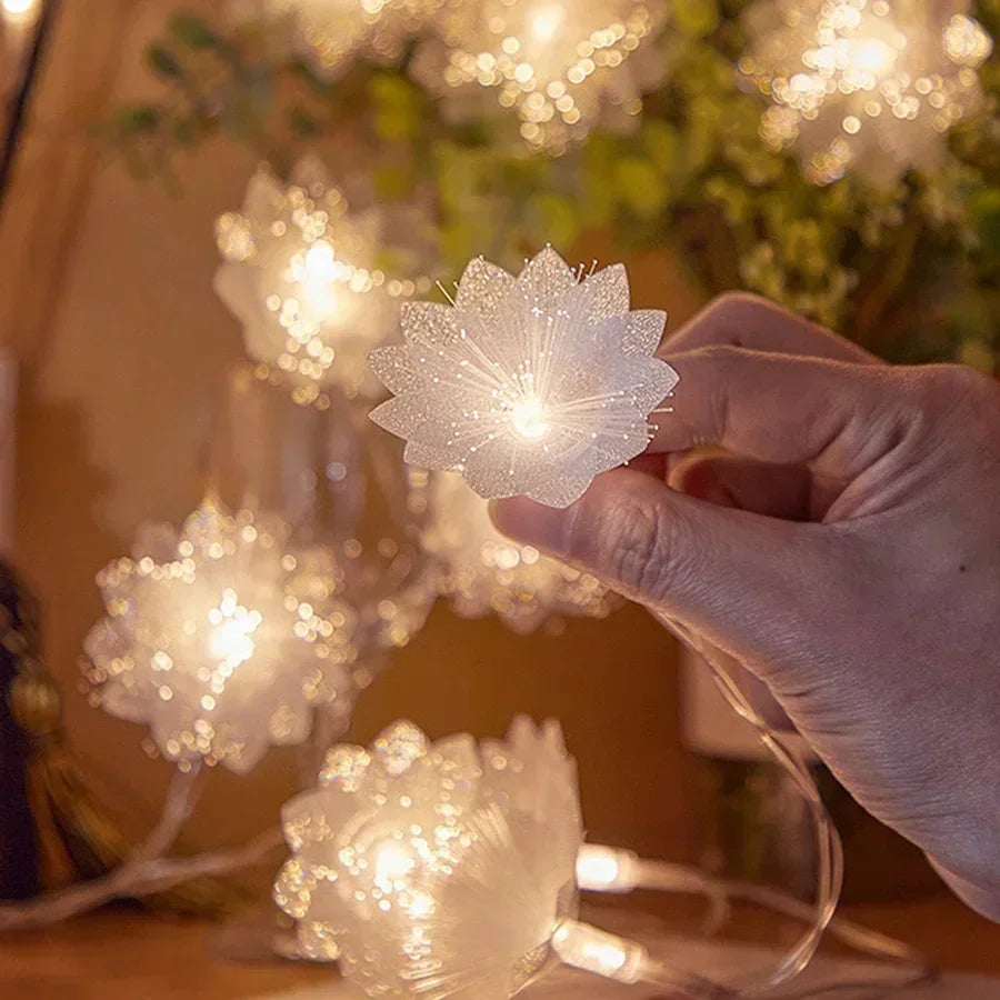 LED Fiber Optic Fairy Lights - Christmas Garland with Flowers 2M/3M