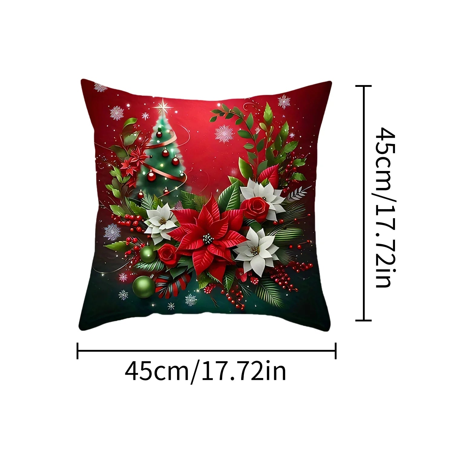 Christmas Pillow Cover - Santa Claus Holiday Throw Pillow Case