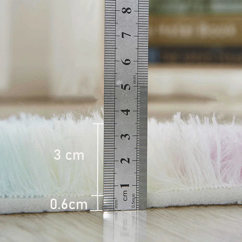 RainbowCloud Plush Rug – Soft, Fluffy & Vibrant!