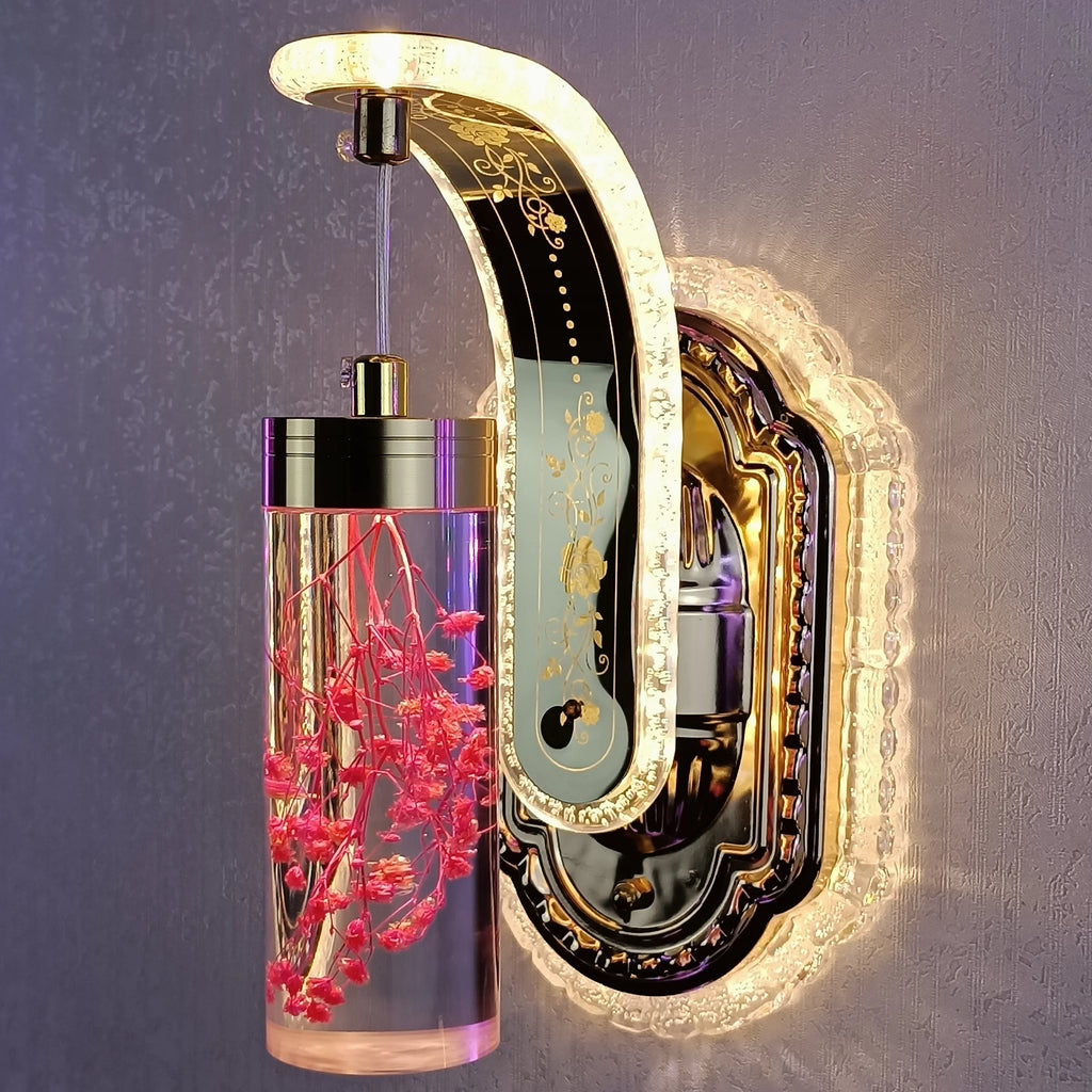 Amber Flower Table Lamp - LED Night Light with Adjustable Brightness for Bedroom & Living Room