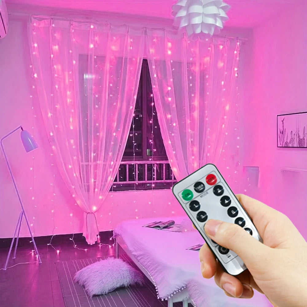 Wedding Fairy Lights - 8 Mode LED USB Curtain String Lights Outdoor