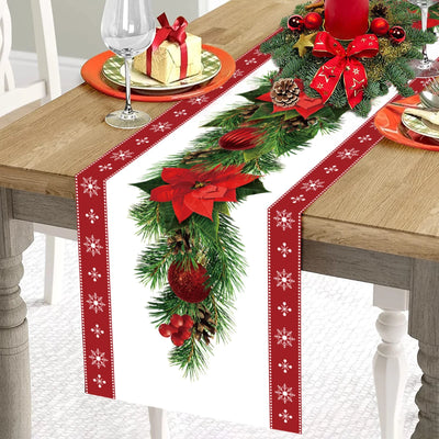 Christmas Table Runner - Merry Christmas Decorations Tablecloth 2024