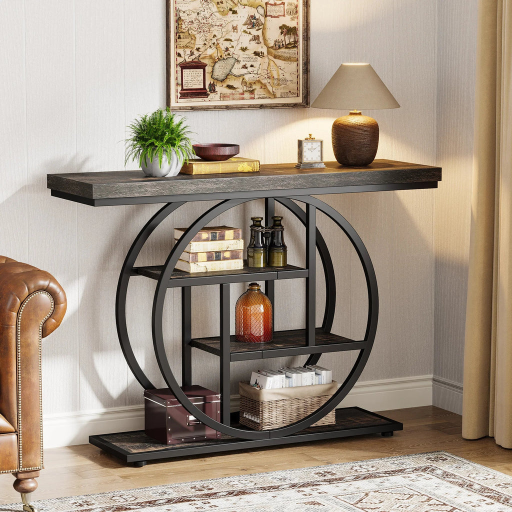 4-Tier Console Table - 41.3" Industrial Entryway Table for Living Room & Hallway