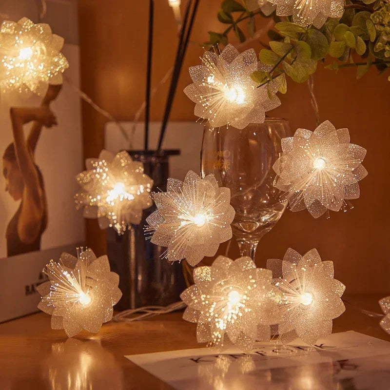 LED Fiber Optic Fairy Lights - Christmas Garland with Flowers 2M/3M