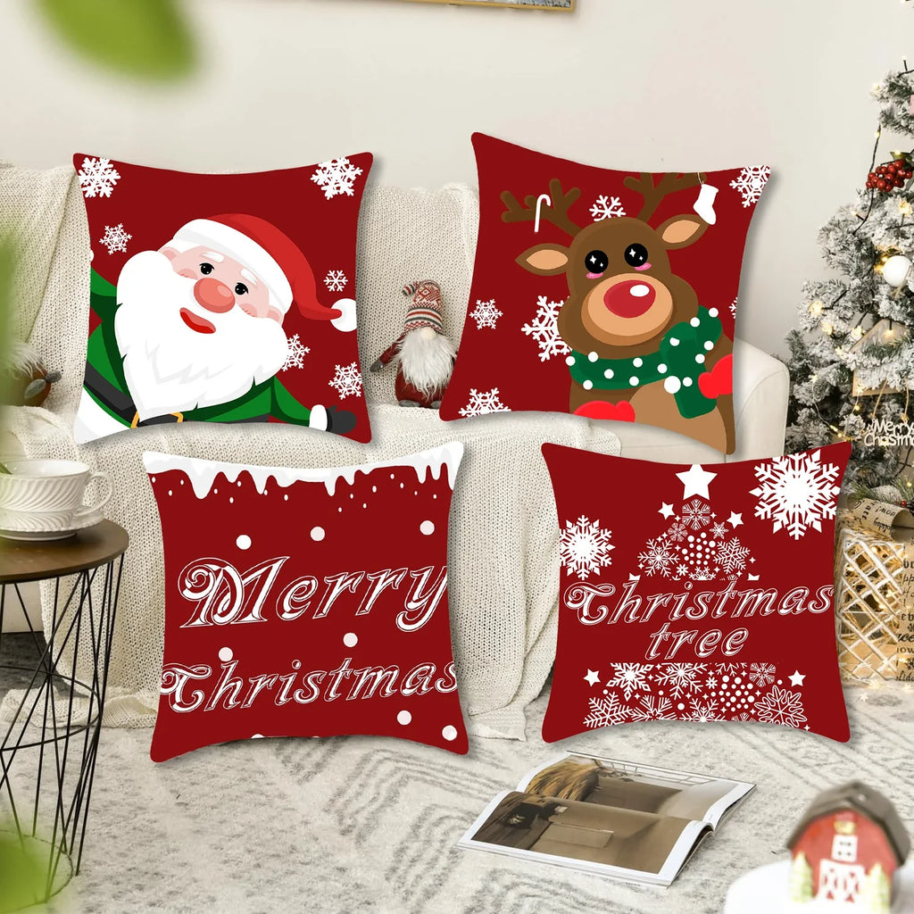 Christmas Pillow Cover - Santa Claus Holiday Throw Pillow Case