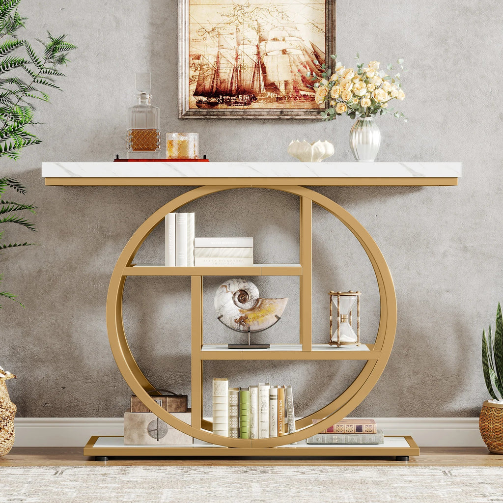 4-Tier Console Table - 41.3" Industrial Entryway Table for Living Room & Hallway