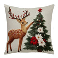 Christmas Throw Pillow Covers - 4-Piece Set 18x18" Holiday Linen Cushion Covers