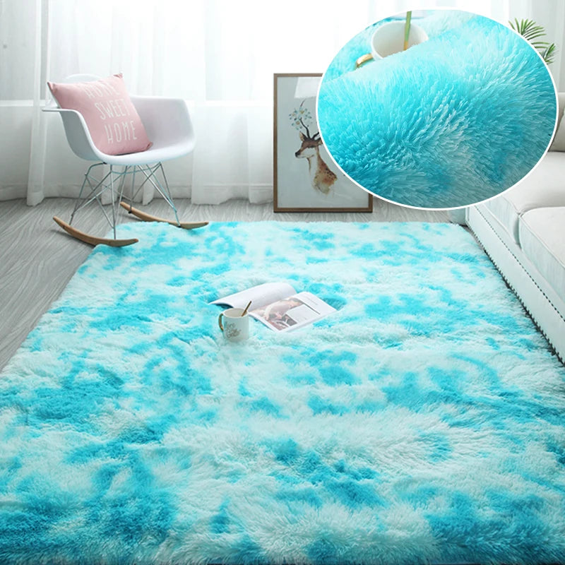 RainbowCloud Plush Rug – Soft, Fluffy & Vibrant!