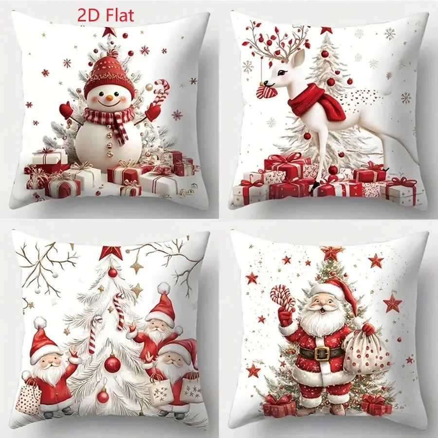 Christmas Pillow Cover - Santa Claus Holiday Throw Pillow Case