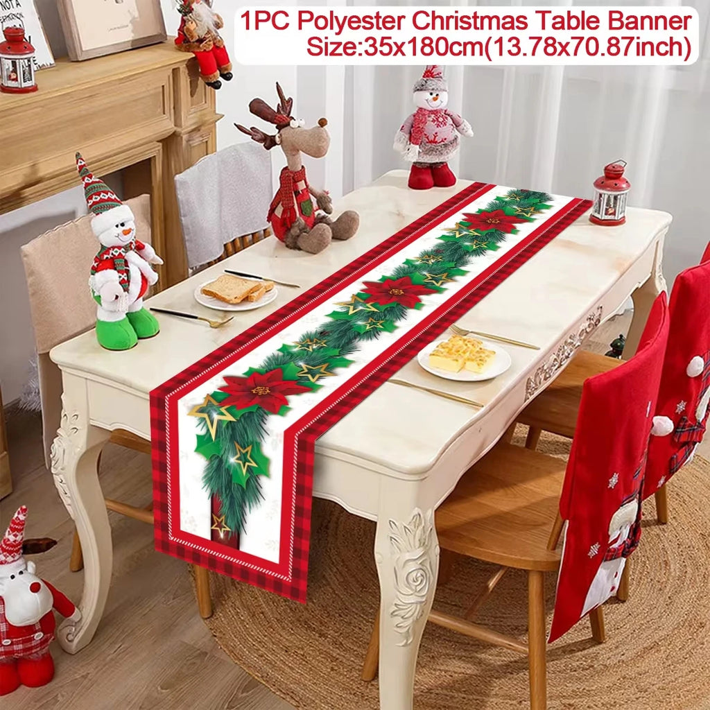 Christmas Table Runner - Merry Christmas Decorations Tablecloth 2024