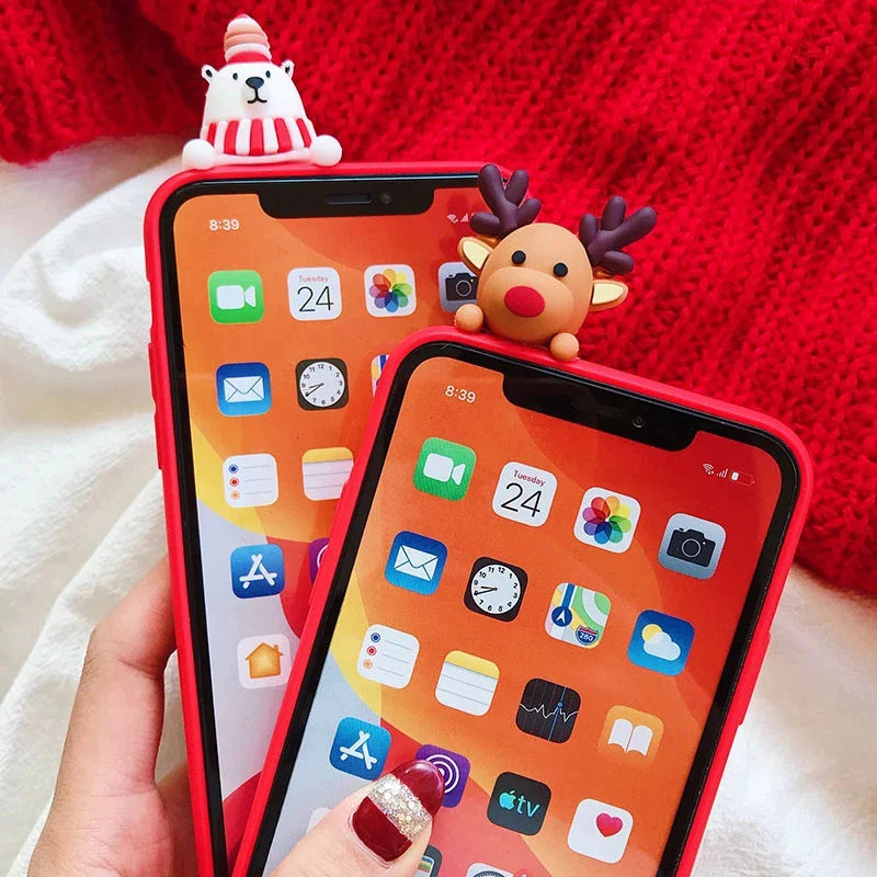 3D Christmas iPhone Case - Santa Claus Bear Reindeer Soft TPU Cover