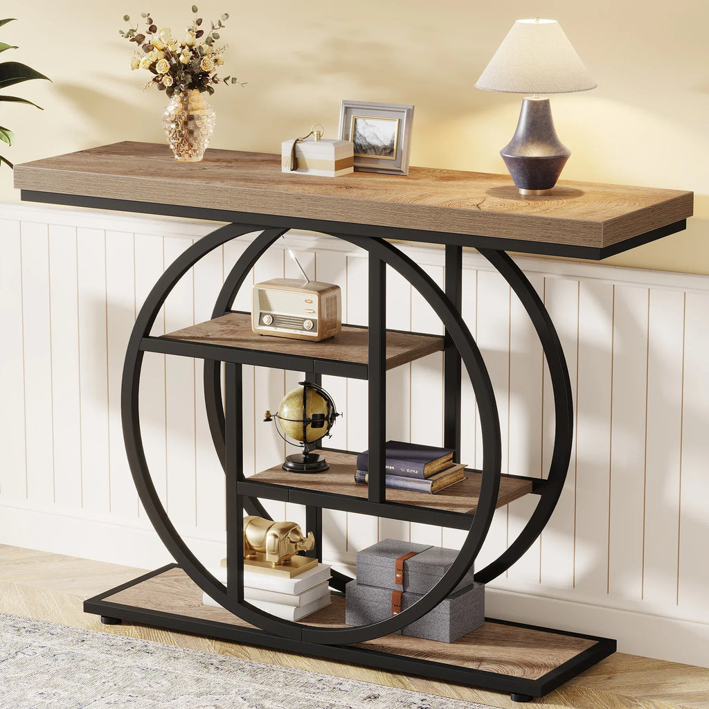 4-Tier Console Table - 41.3" Industrial Entryway Table for Living Room & Hallway
