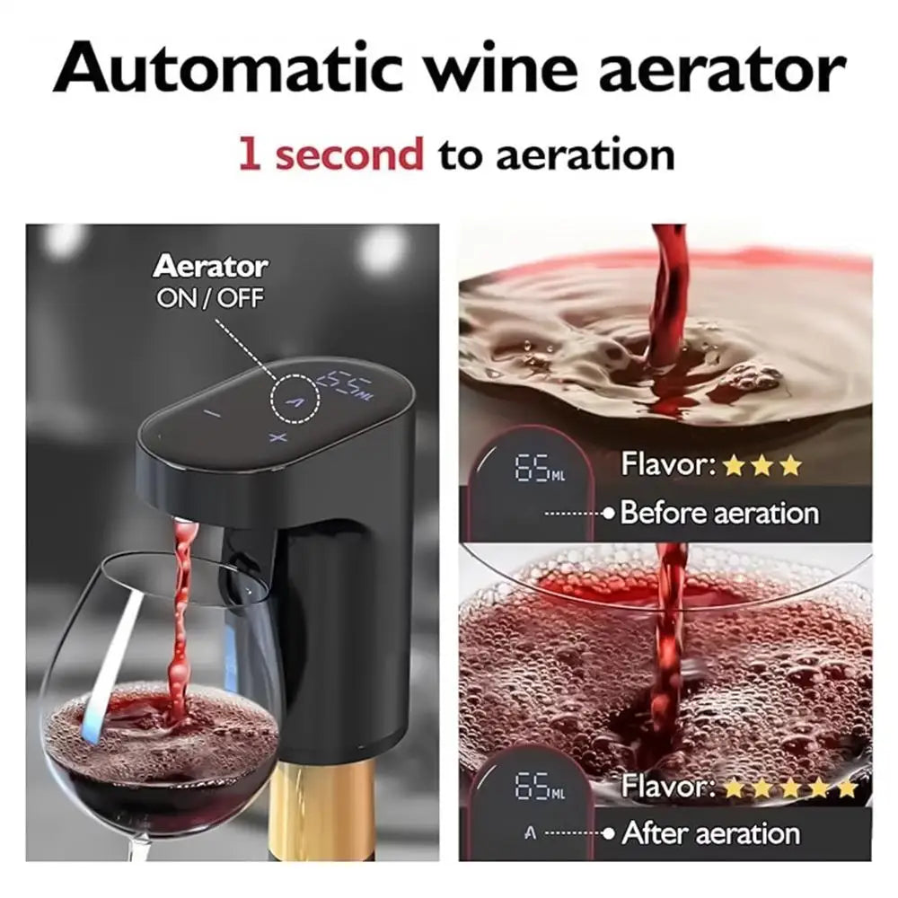 Automatic Wine Aerator - Portable Electric Wine Decanter & Dispenser for Home Bar