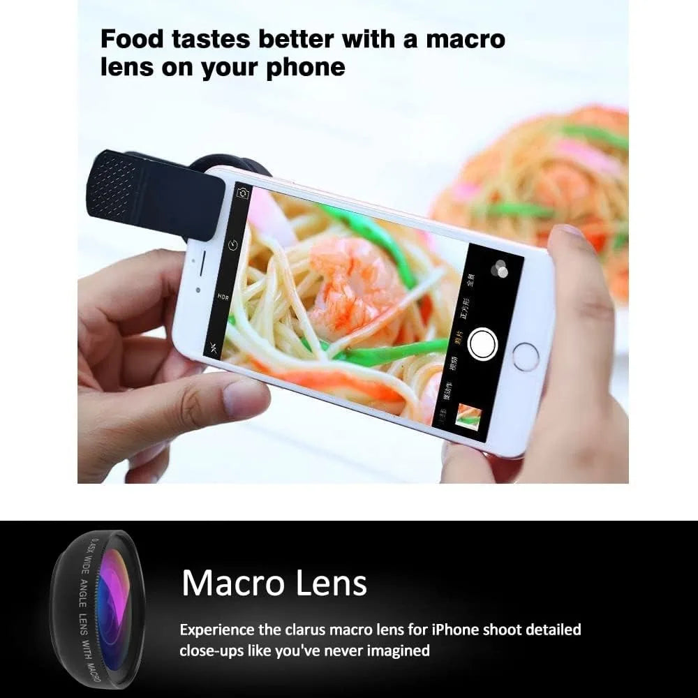 2-in-1 Phone Camera Lens - 0.45X Wide Angle & Macro for iPhone & Android