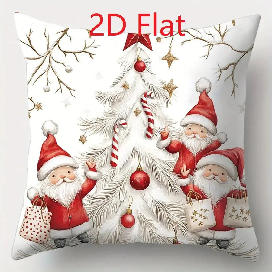Christmas Pillow Cover - Santa Claus Holiday Throw Pillow Case