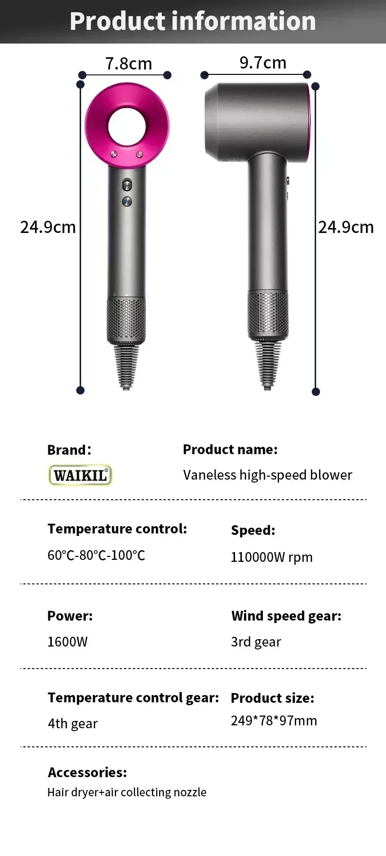 5-in-1 Hair Dryer - Professional Styling Tool with Hot & Cold Air for Smooth Hair